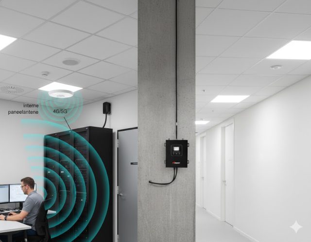 H20-5S GSM-versterker in serverruimte met dikke betonnen muur voor stabiele 4G 5G dekking voor IoT apparatuur gsmversterkers.nl